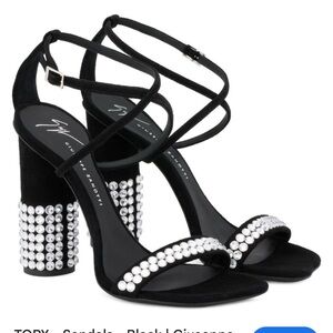 Giuseppe Zanotti Black Heels with Crystal Accents